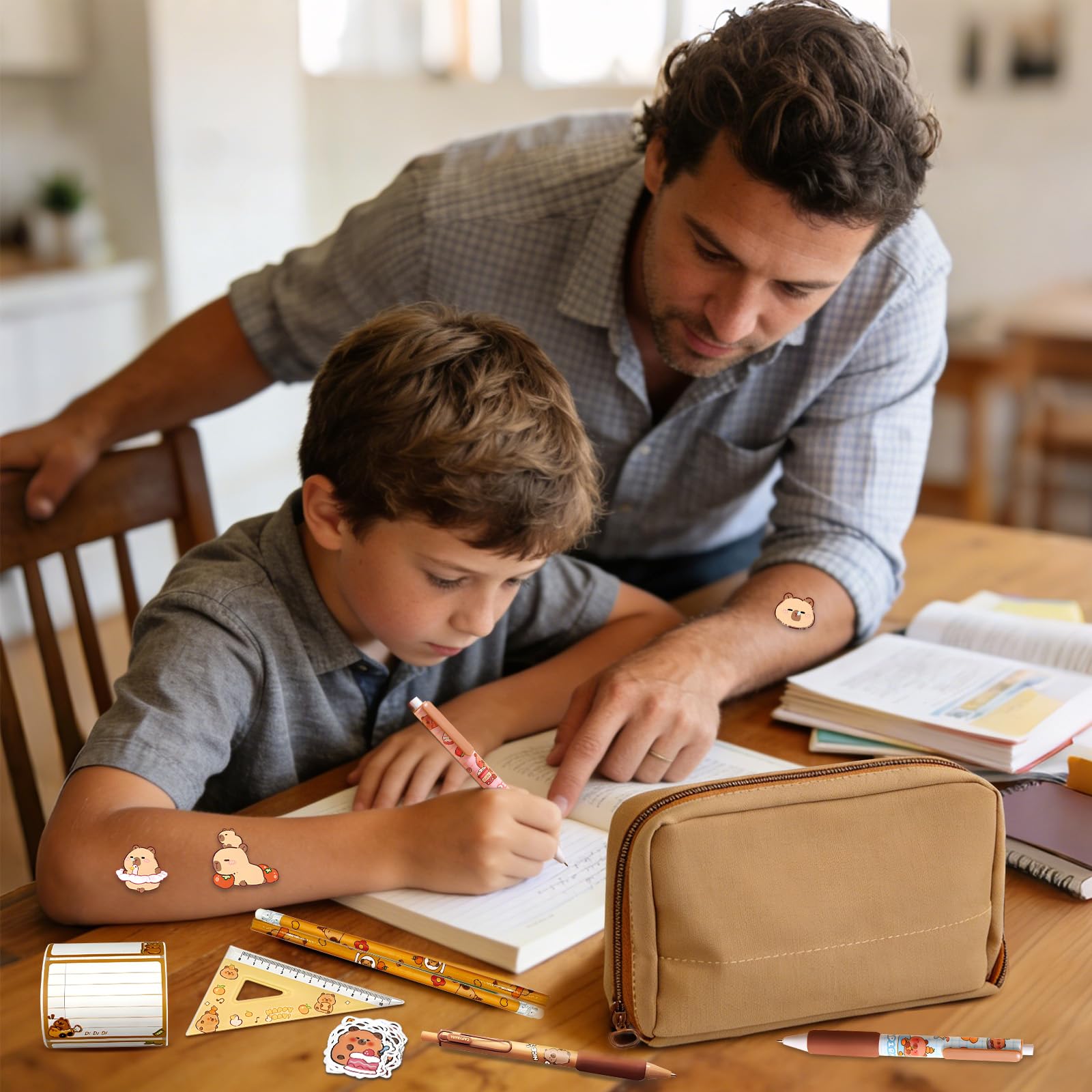 71 Pièces Capybara Papeterie, Trousse Capybara Avec Fourniture, Stylo Capybara Avec Stylos, Autocollants, Règles Cadeau Pour Étudiants Pour Enfants, Étudiants, École