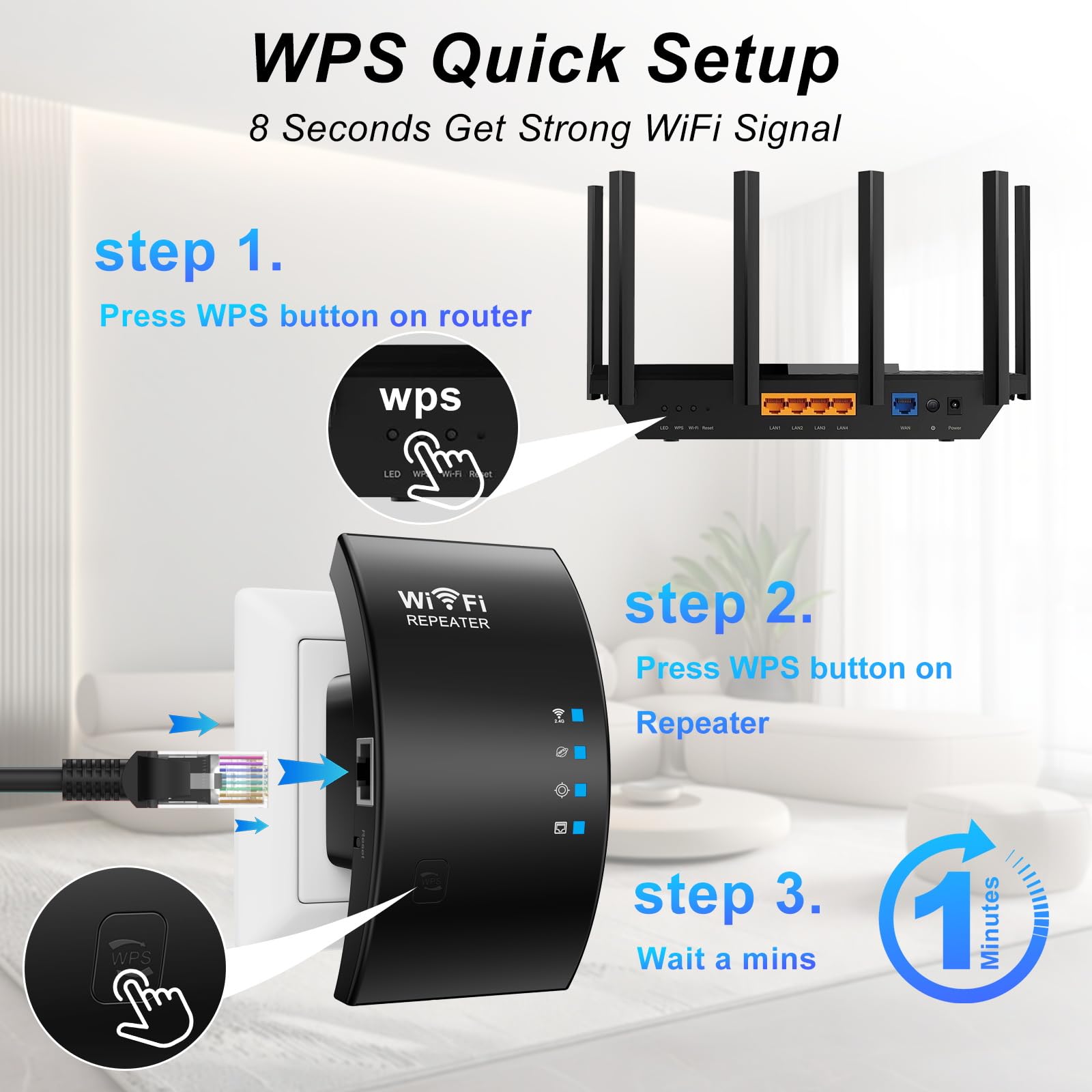 2025 WiFi Extender Internet Booster, portata 930 m², ripetitore, amplificatore router WiFi Mesh 80% più veloce, più ampio che mai, supporta più dispositivi di rete a casa