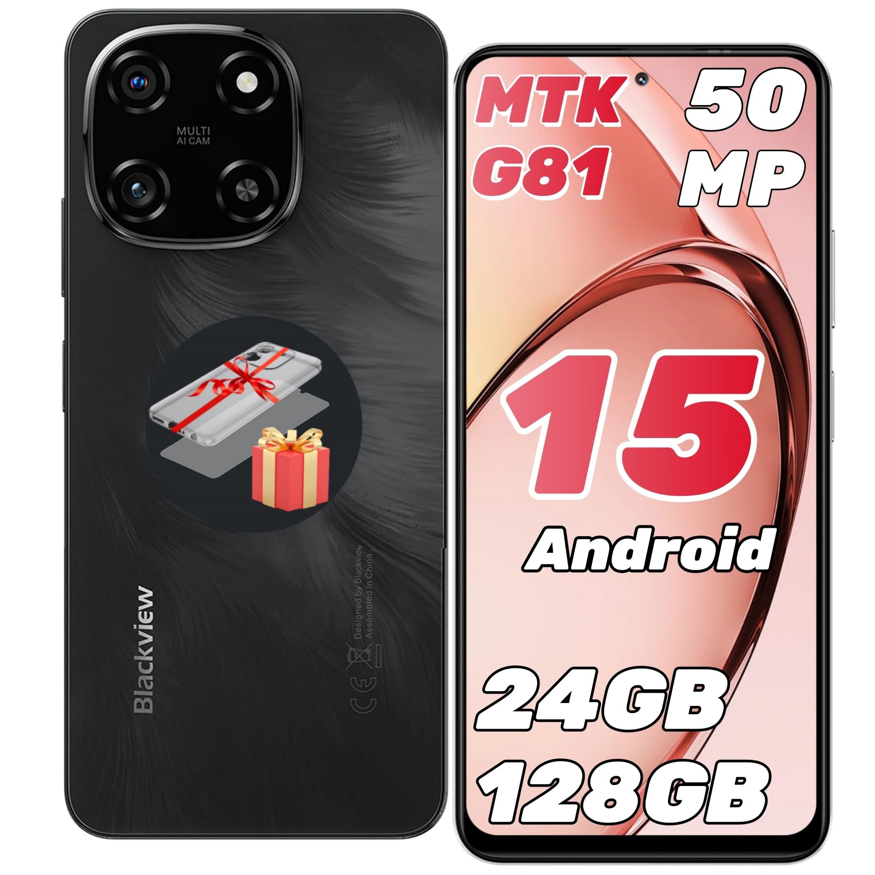 Blackview Color 6 Smartphone Android 15, 24(8+16) GB+128GB/2TB