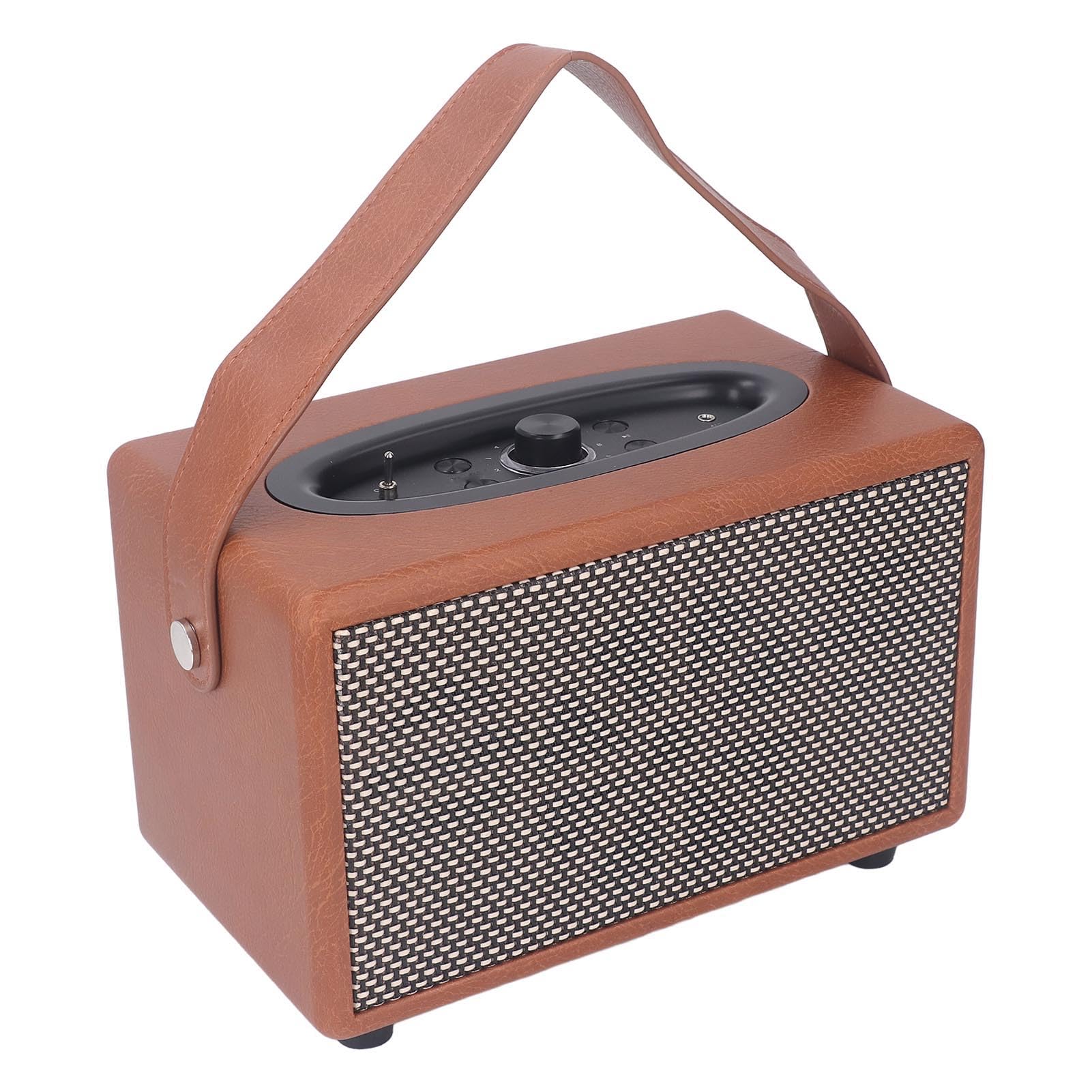 Haut-Parleur Haut-Parleur Radio Rétro Simili Cuir Caisson de Basses Radio Haut-Parleur Simili Cuir sans Fil Antique Cuir Synthétique Haut-parleurs Portables