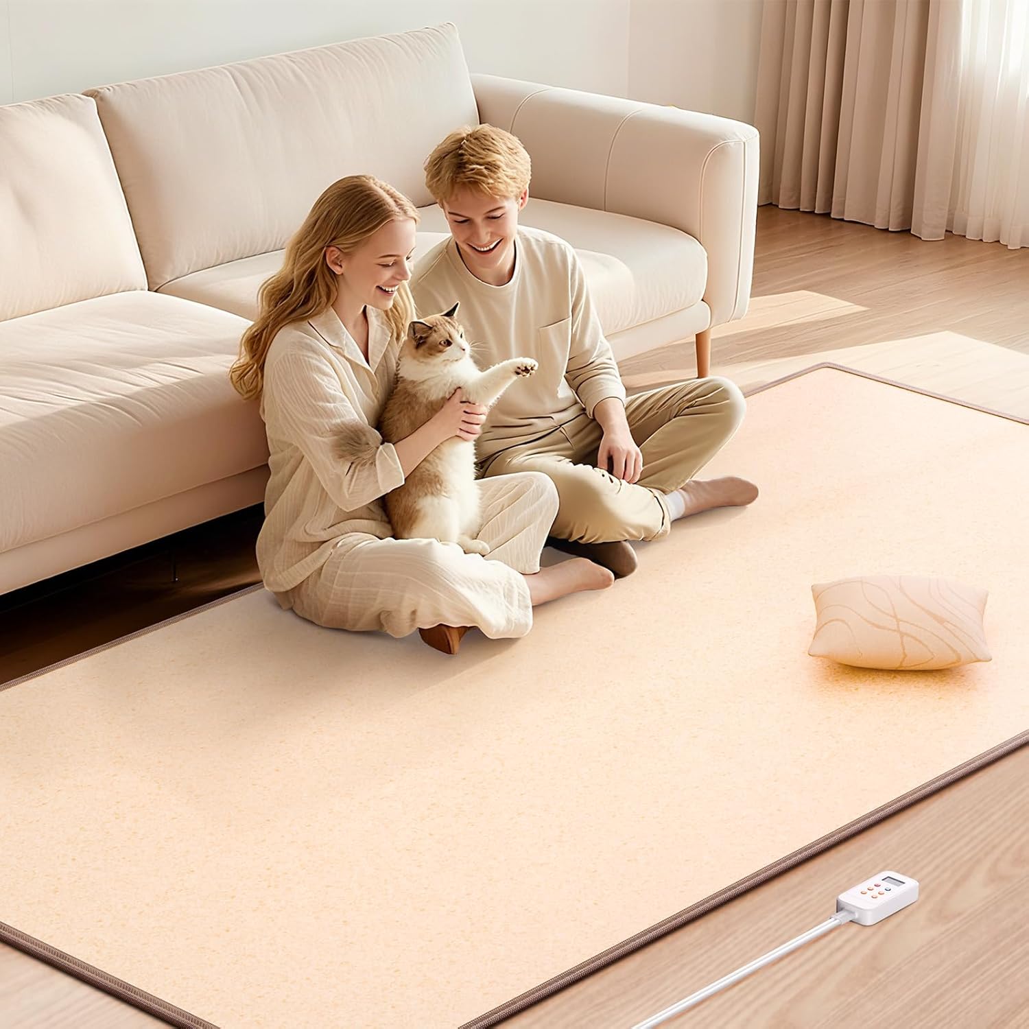 Alfombra Térmica Eléctrica con Temporizador y Calentamiento Rápido 110V