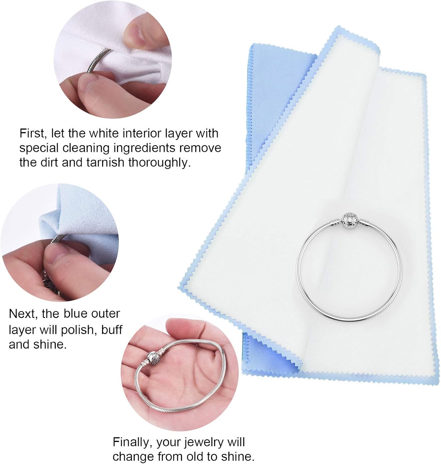 SEVENWELL 2pcs Jewelry Polishing Cleaning Cloth Large 10'' x 12'' for Sterling Silver Jewelry Gold, Diamond, Platinum, Precious Stones, Coins (Blue) : Health & Household