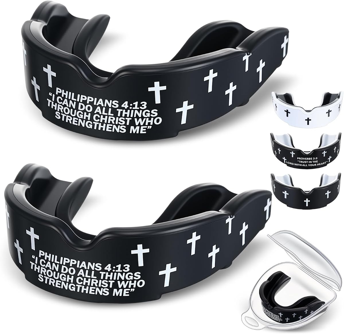 Yaomiao 2 Pcs Mouth Guards Christian Teeth Guards Sport Game Guard & Case Religious MouthGuard Soccer Football Basketball Baseball Wrestling Lacrosse Rugby Boxing Taekwondo