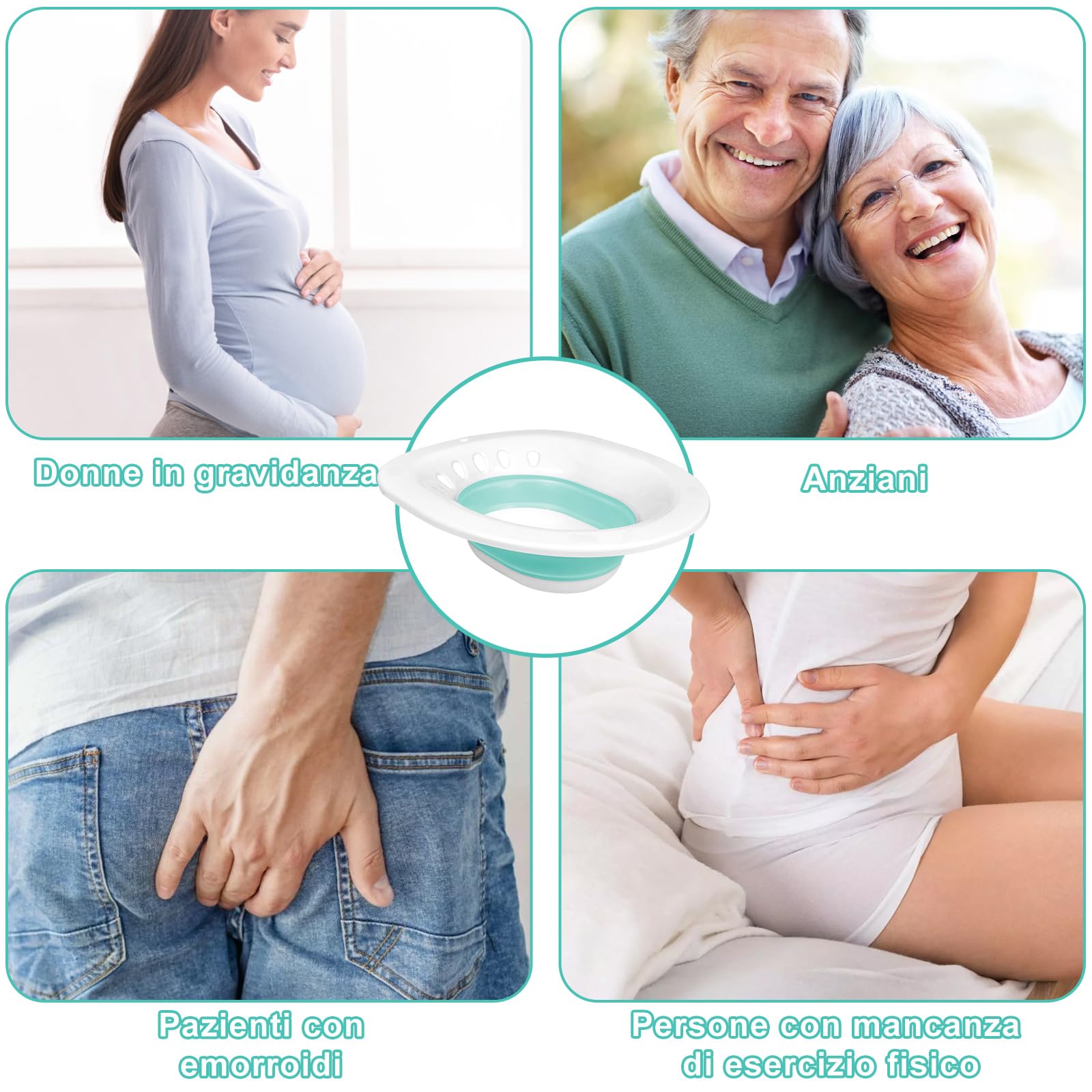 DEANIC Bidet Portatile per WC per Chi Soffre di Emorroidi, Vasca da Bagno Pieghevole per WC, Sedile per Vasca da Bagno Donne Incinte, Anziani (Verde)