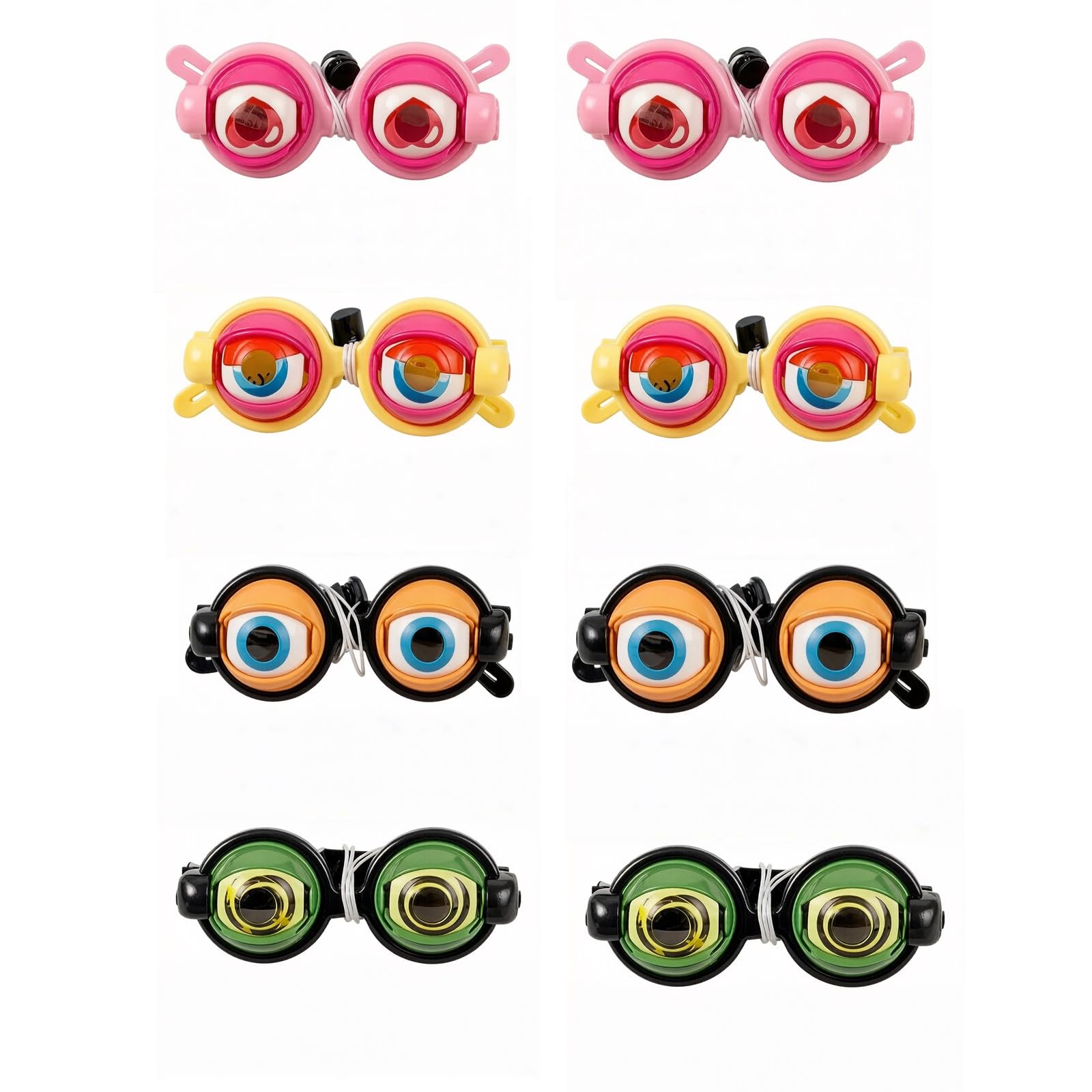 Googly Eyes Glasses, Funny Crazy Eyes Glasses, Novelty Blinking Shaking Eye Glasses for All Ages & Adults, Party Glasses, Prank Gag Gift, Birthday Party Supplies Costume Props, Color F, 8pcs
