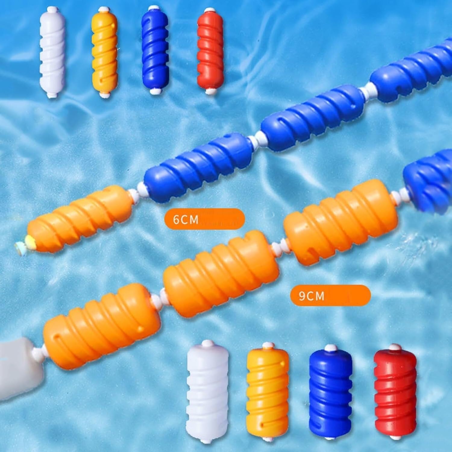 Pool-Bahn-Teiler, Pool-Bahn-Teiler, Sicherheitstrennseil und Schwimmleine für Schwimmbäder zum Unterteilen der Schwimmbahnen (Rot - 6 cm, 1 m)