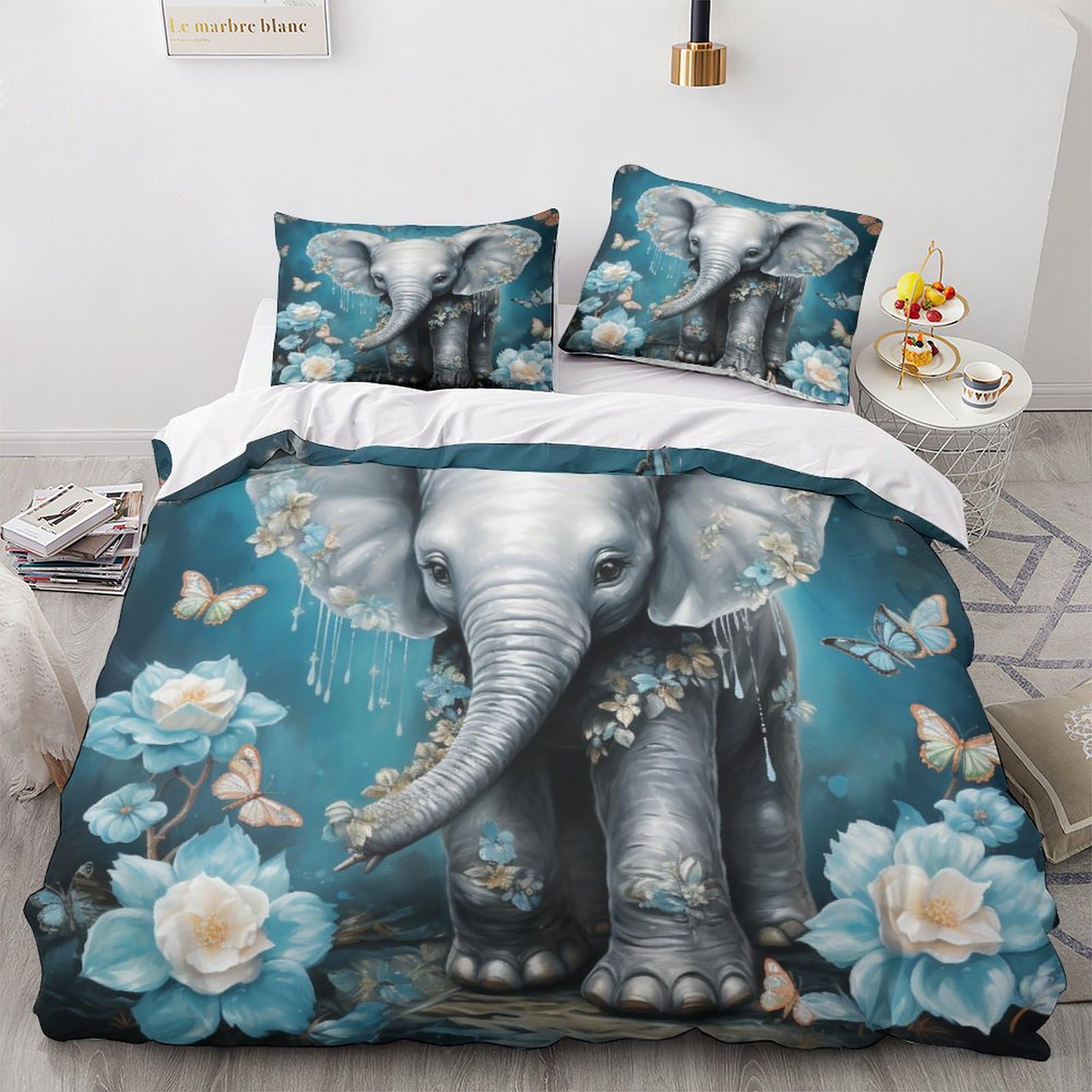 Bettwäsche-Set mit Tiermotiv, 3D-Druck, Bettbezug-Set mit Kissenbezug, Heimtextilien, King-Size-Bett (220 x 240 cm)