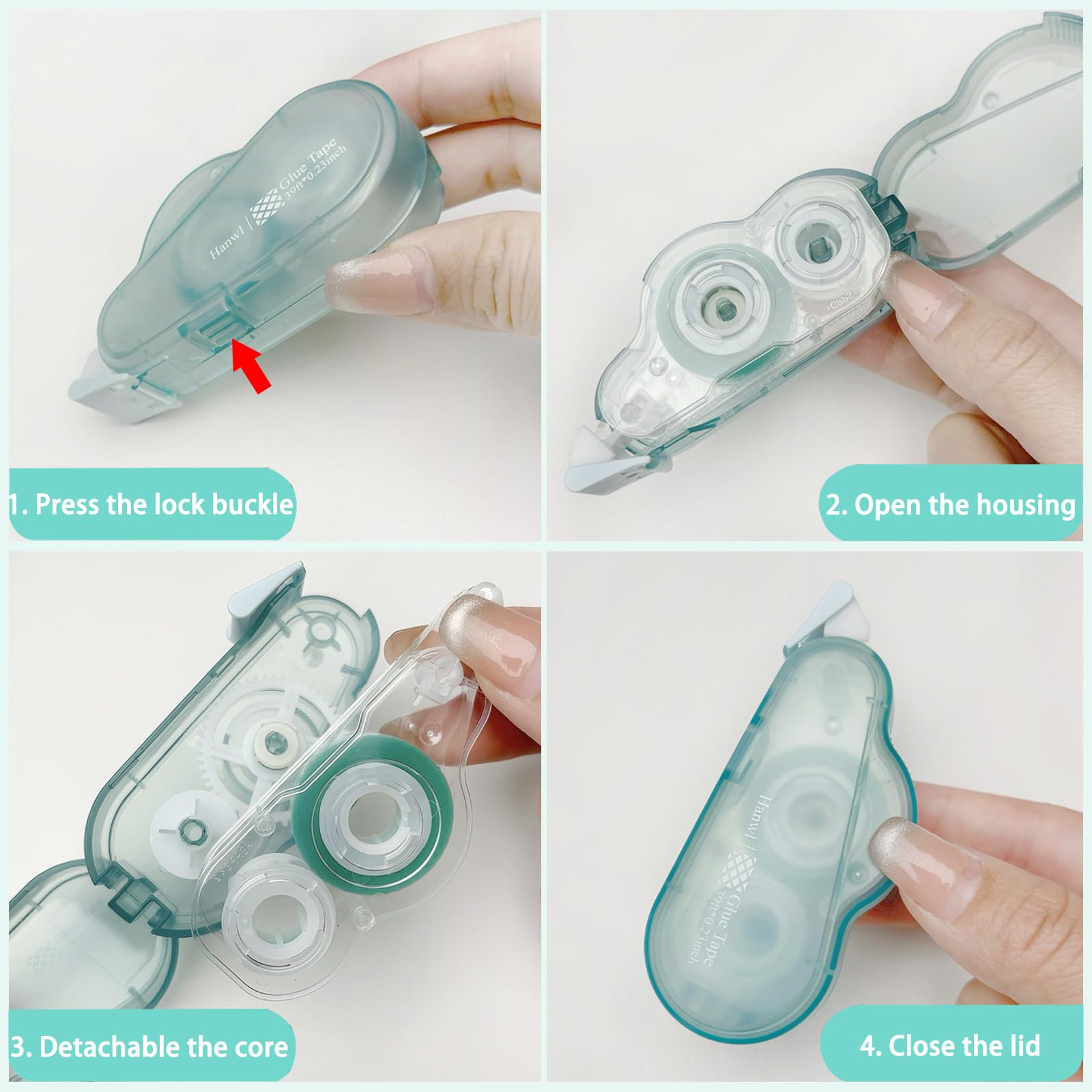 Scrapbook Tape,4 Pack Double Sided Glue Tape Roller for Crafts,39 FT x 0.23 in Tape Runner,Junk Journaling and Scrapbooking Supplies,Gift Wrapping and Photo Tape.