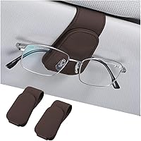 Vista 34 de AICEL Soportes para lentes de sol para visera solar de automóvil, soporte de cuero para colgar gafas, soporte magnético para lentes y clip