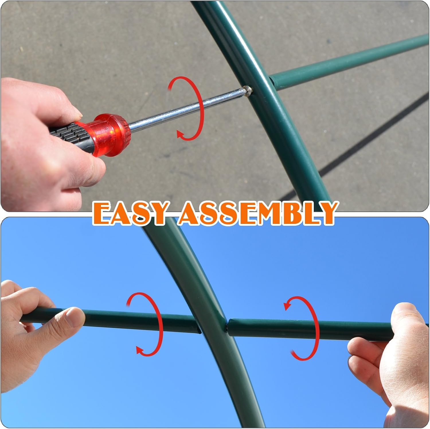 Strong Camel Greenhouse Replacement Frame for 16' X 7' X 7' Larger Hot Garden House , Support Arch Frame Climbing Plants/Flowers/Vegetables (16' X 7' X 7')