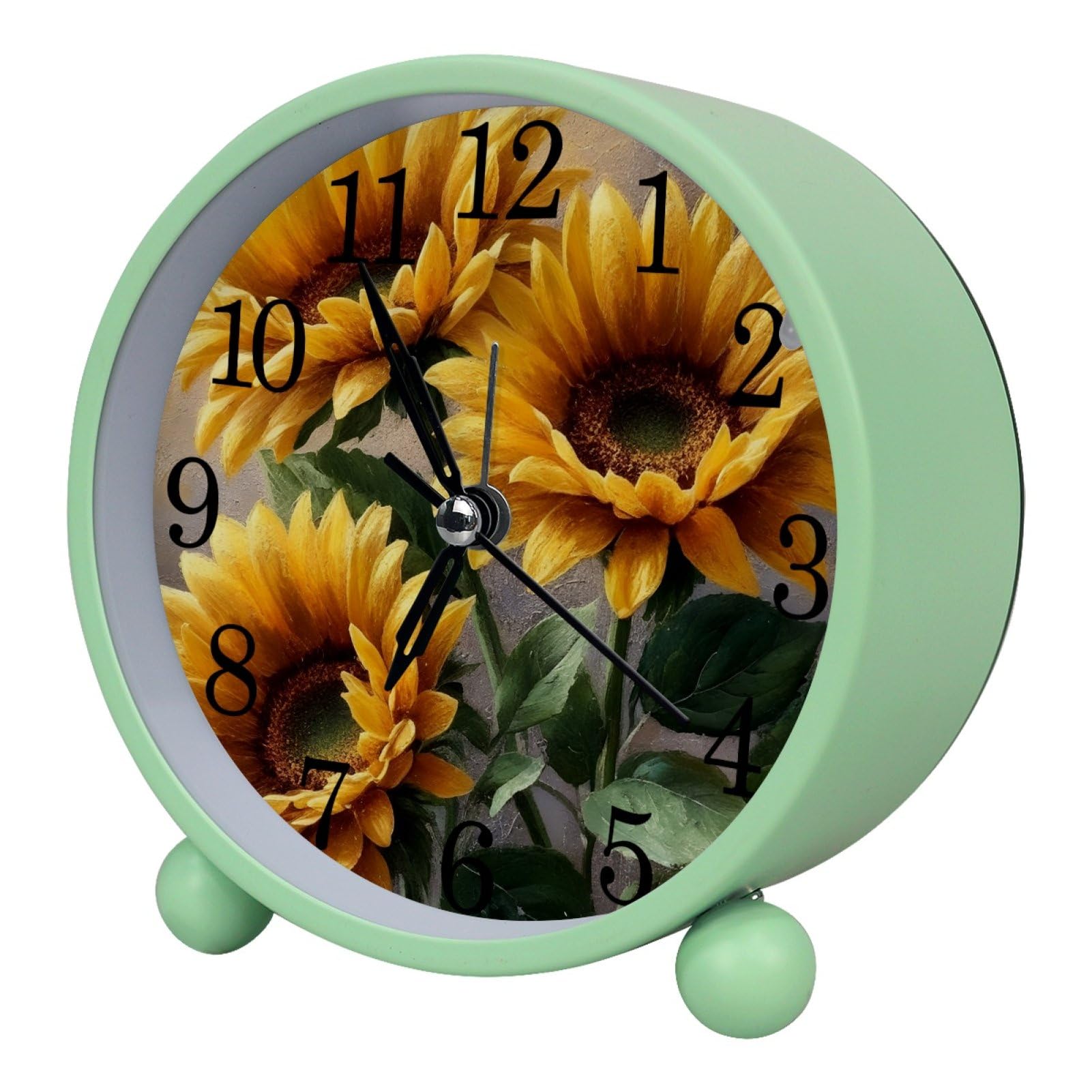 etoenbrc Watercolor Butterfly Silent Analog Alarm Clock Small Battery Operated Clock Slient Plastic Table Clock for Living Room Bedroom Color97