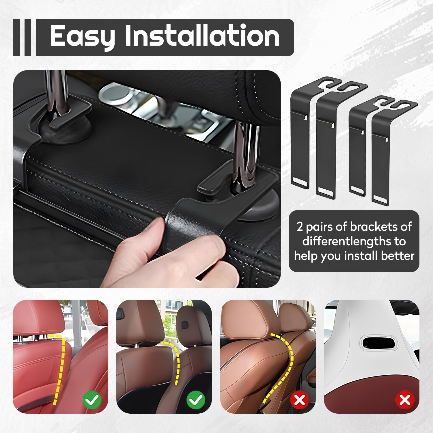 Tissting Organisateur De Dossier De Siège De Voiture Avec Porte-gobelet Et Boîte À Mouchoirs, Boîte De Rangement Multifonctionnelle En Plastique Pour Accessoires De Voyage En Voiture (Black)