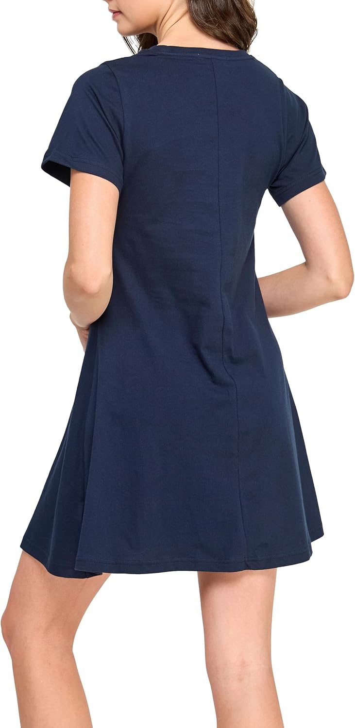 GREEN VOYAGE Women's GOTS Certified 100% Organic Cotton Solid Relaxed Fit Casual T Shirt Dress - Image 5