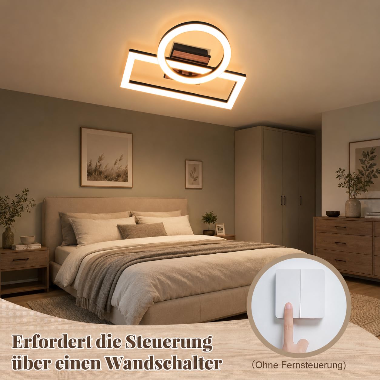 ZMH Deckenlampe Wohnzimmer LED Deckenleuchte Schwarz 34,5 cm Küchenlampe