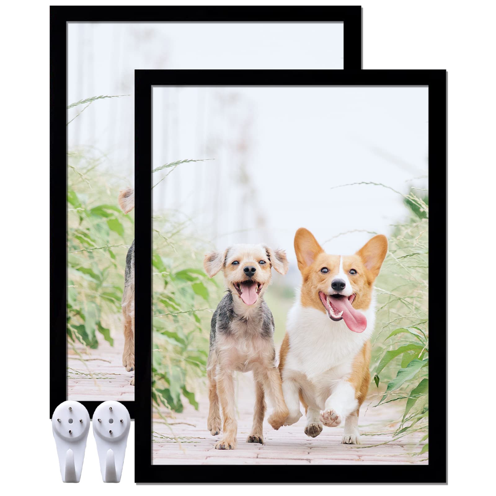 icariery Black 18x24 Picture Frame Set of 2, High Transparent Picture Frames for 18 x 24 Photo Canvas Collage Poster Certificate Wall Gallery Horizontal Vertical 18 By 24