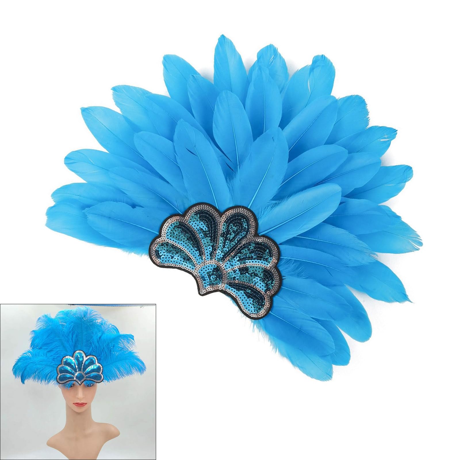 Bandeau à plumes pailletées pour femme avec bande élastique pour carnaval, fête, spectacles et événements spéciaux (comme indiqué)