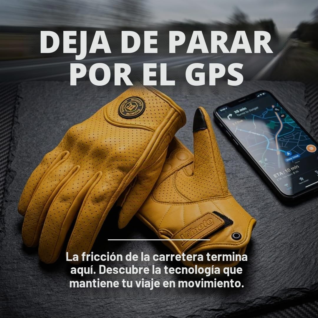 Guantes de Moto Clásicos Amarillos de Piel de Cabra con Agujero, para Verano, Ciclismo, Equitación, Guantes Protectores para Motociclistas