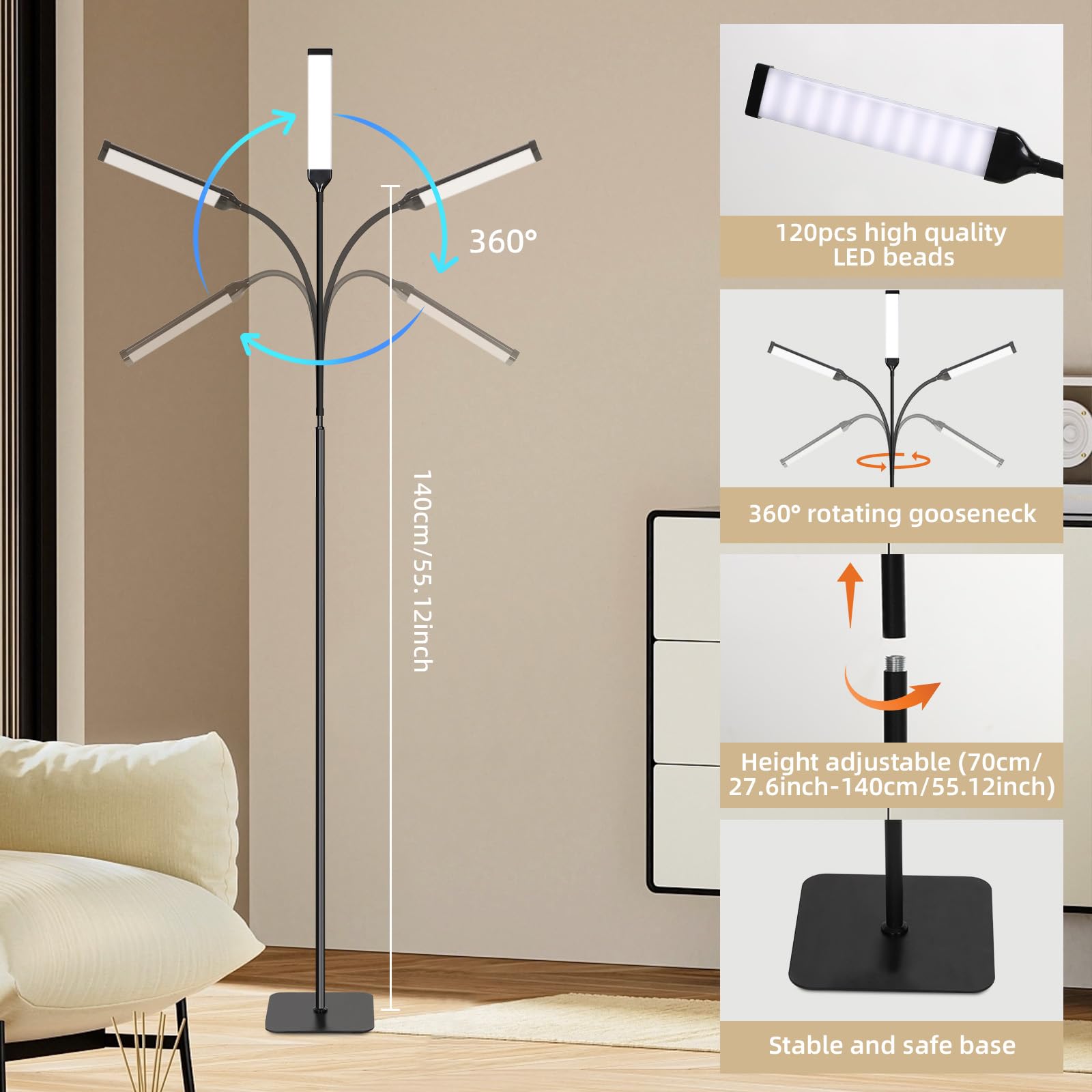 Reading Light Floor Base Attachment Brightech Litespan Bright LED