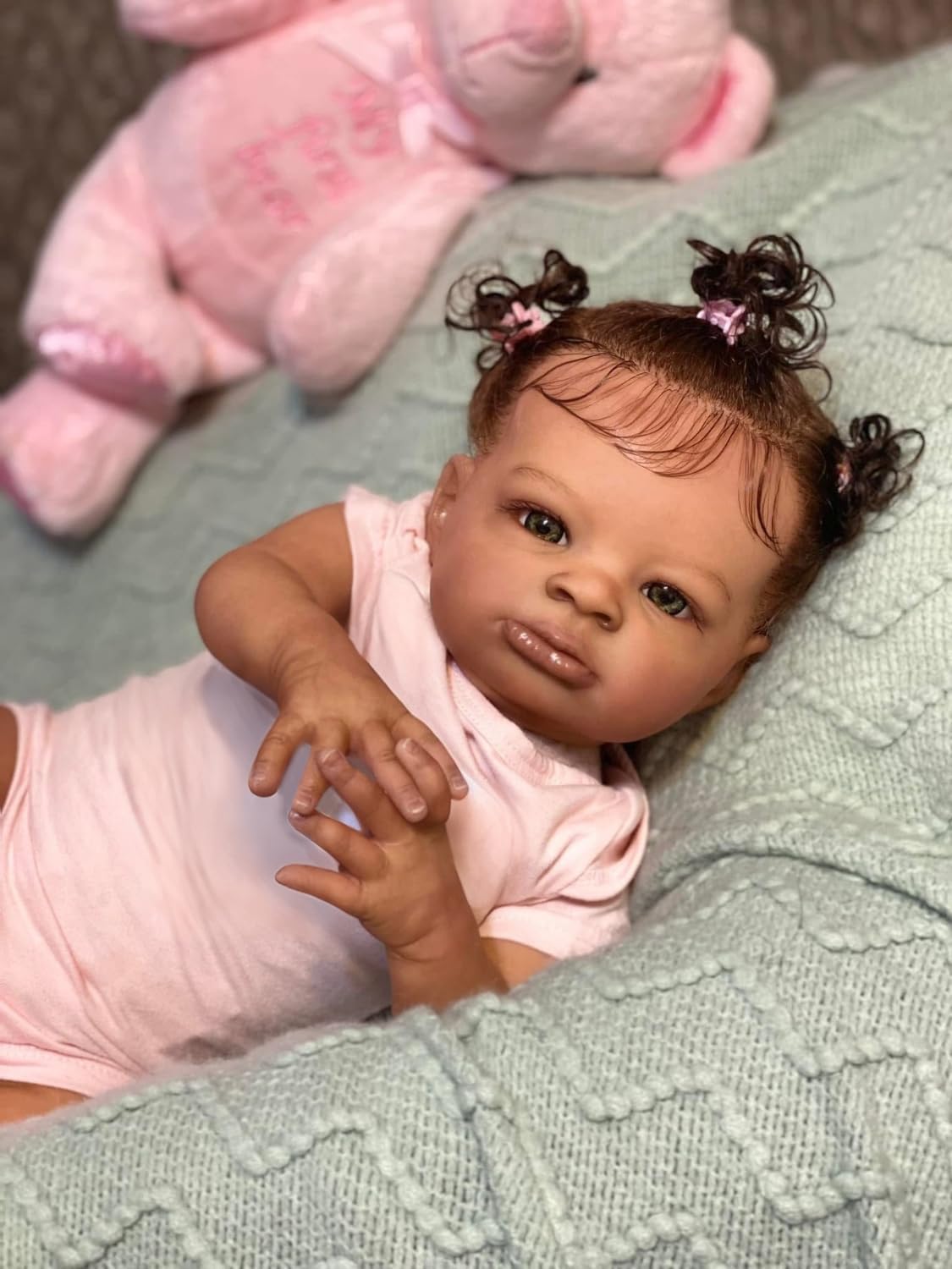 Zero Pam Black Reborn Baby Dolls Girls 20 Inch Realistic Baby Doll African American Reborn Babies Realistic Newborn Doll with Brown Skin Lifelike Dolls for Girl Boy Toys