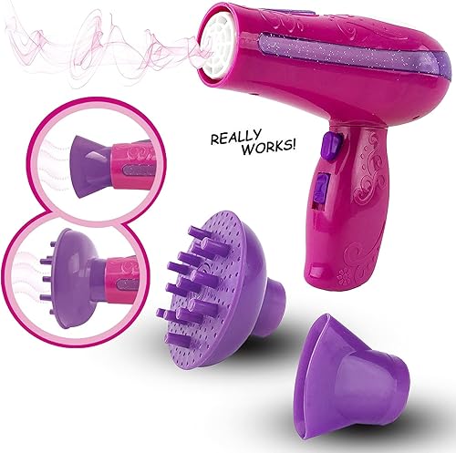 Miniatura 3 de Juego de salón de belleza Vogue para niñas con secador de pelo, espejo y accesorios para peinados de moda