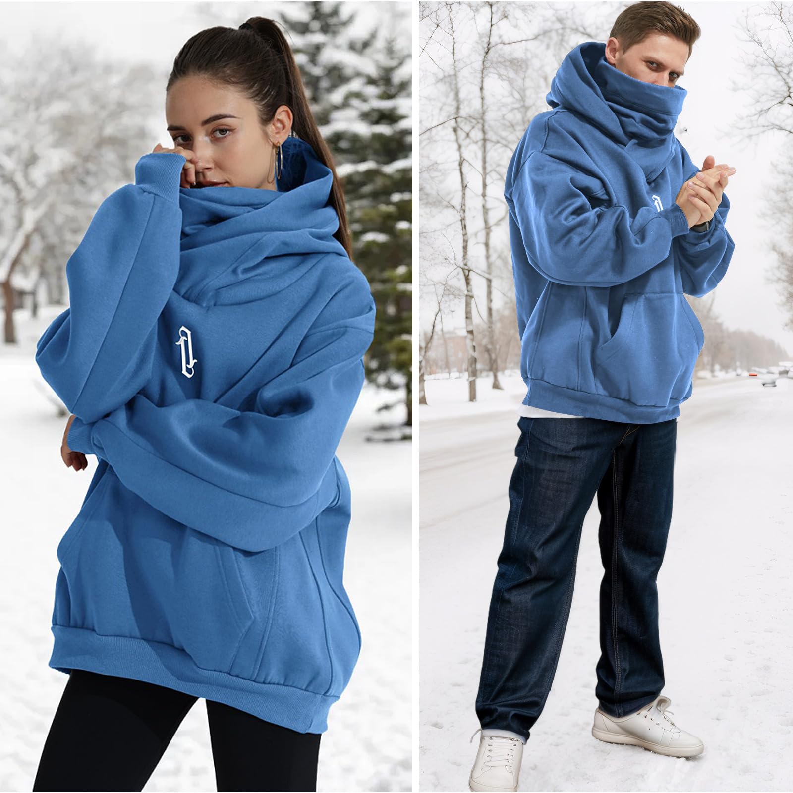Kobiety Fleece Bluza z kapturem z Szalikiem Miękka Bawełna Oversize Pullover Casual Hoodie Sweatshirts Jesień Ubrania Zimowe