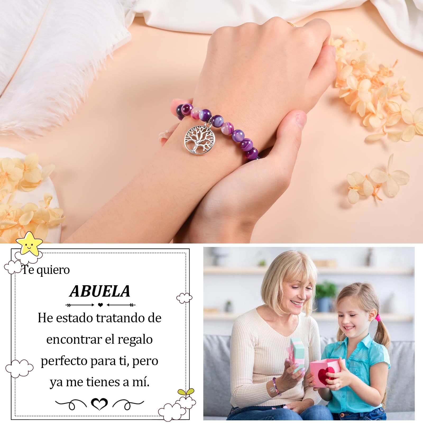 CheersLife Bracciale Nonna, Bracciale Albero della Vita Regali Natale Nonna Donna Bracciale Fascino della Nonna Regalo della Nonna