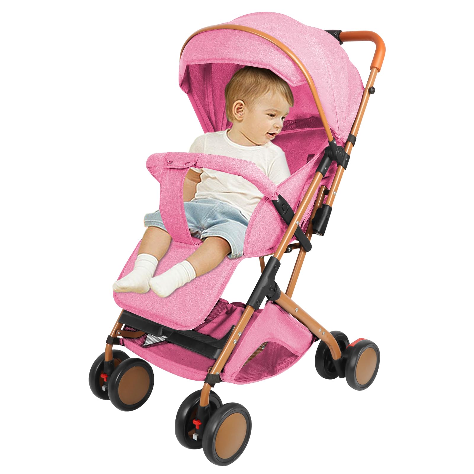 Cochecito Canne, 0-6 años, 0-35 kg, Cochecito Bebe Ligero y Compacto, Posición Alargada, Ajuste del Respaldo hasta la Posición Acostada, Ligero y Manejable, Rosa