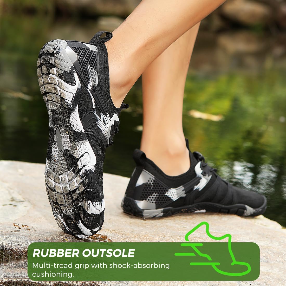 Rojeam Scarpe da Acqua Donna Uomo Scarpe da Immersione Antiscivolo | per Nuoto, Surf, Paddle, Escursionismo