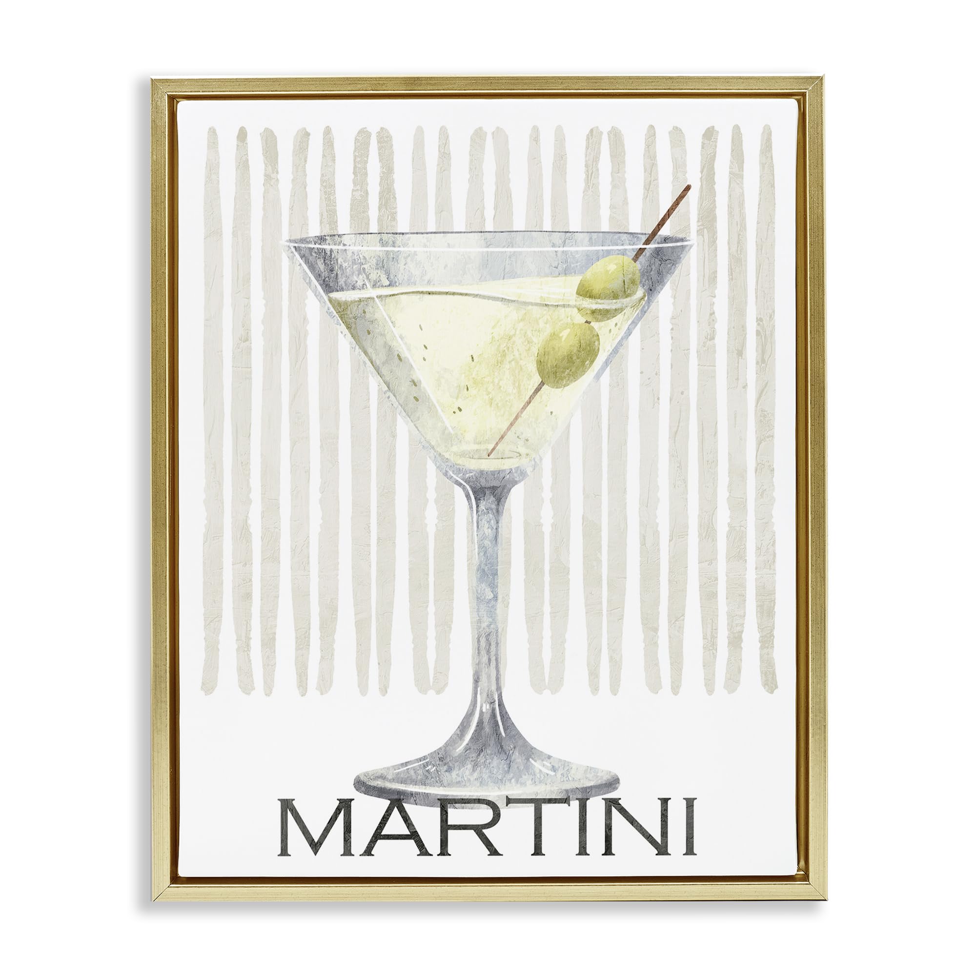 Stupell Industries Metallic Gold (Matte) 'Subtle Martini Drink'| Floating Frame Canvas Art