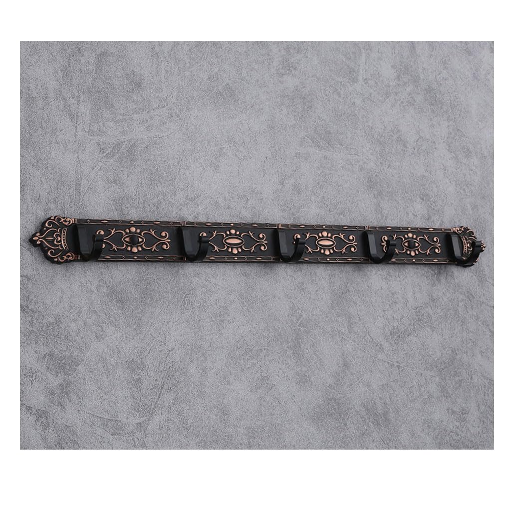 Lmysxaoz Black Vintage Metal Coat Rack Wall Mount, Aluminum Thickened Hooks Hanging Rail Clothes Towel Racks For Bathroom Entryway Bedroom Behind The Door 5Hook