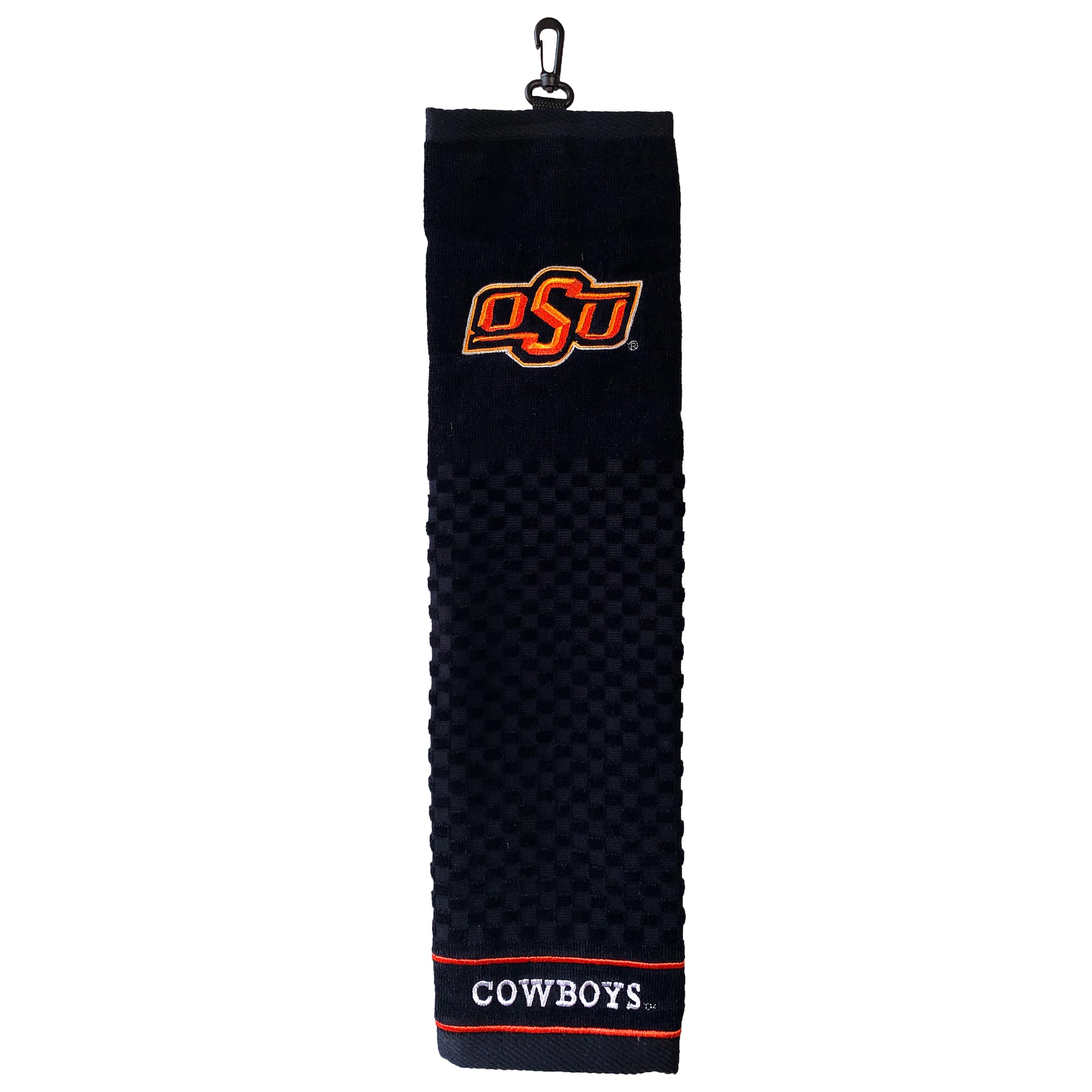 Team Golf NCAA Oklahoma State Cowboys Embroidered Golf Towel Embroidered Golf Towel, Checkered Scrubber Design, Embroidered Logo