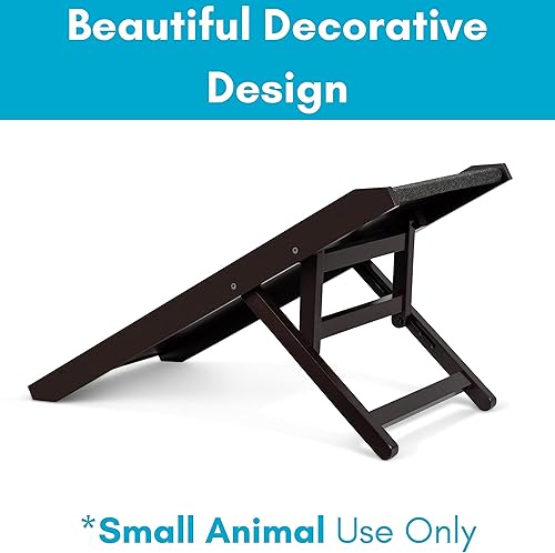 Miniatura 7 de BIRDROCK HOME Rampa ajustable para mascotas de 16.0pulgadas de alto, solo perros pequeños, rampa decorativa plegable de madera para sofá cama