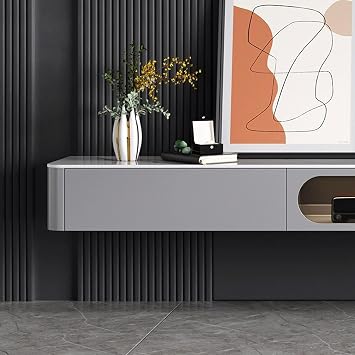 Tv Stands,TV Wall Unit 78.7/86.6/94.5in TV Stand with Slate Tabletop, Entertainment Center Media Console, Wall Mounted Shelf Media Console Cabinet for Storage for Living Room, Gray Floating TV Shelf(2