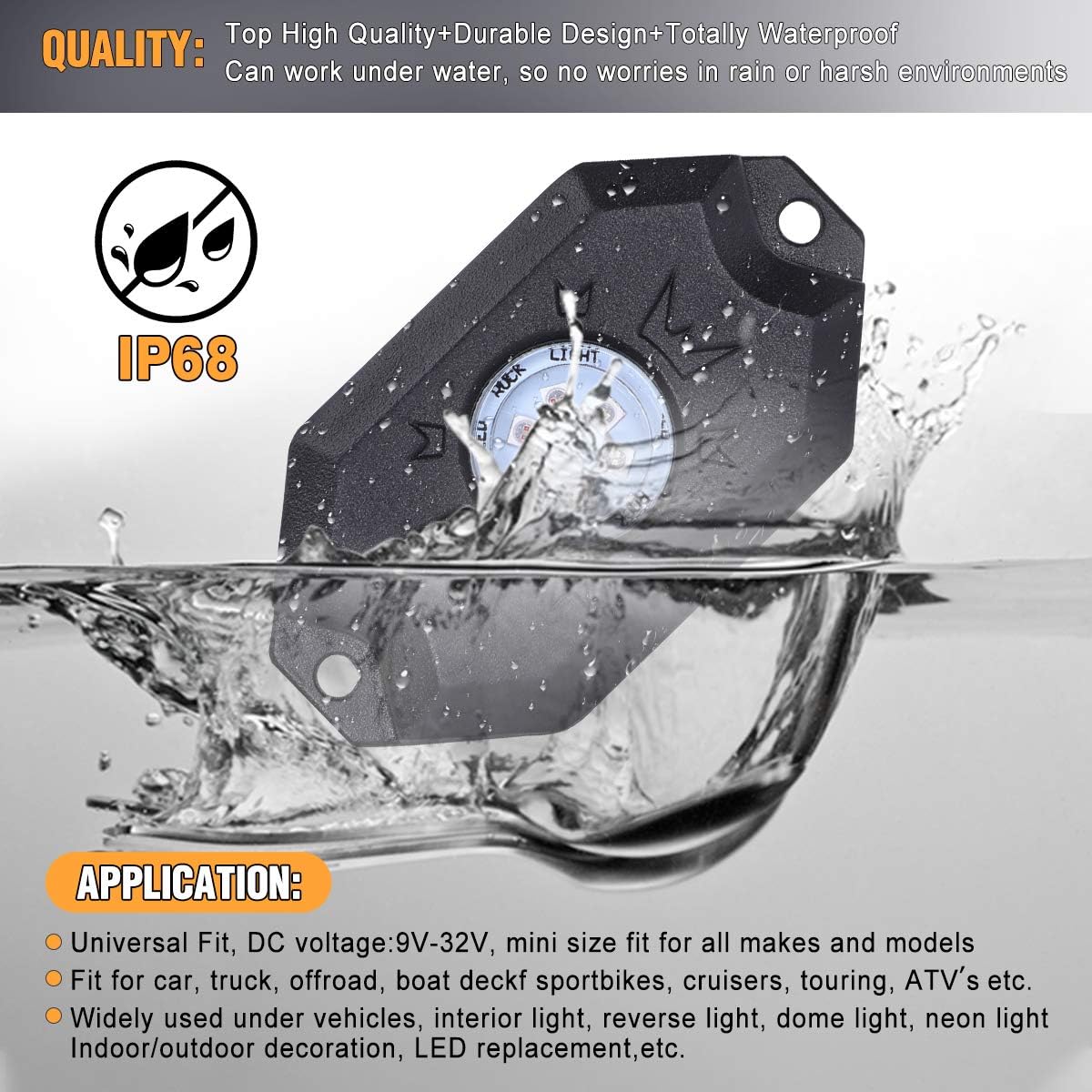 RGB Led Rock Lights Kits - 4 Pod Lights with Blue-Tooth Controller, Timing Function, Music Mode Waterproof LED Neon Underglow Light Compatible with Jeep Off Road Truck SUV ATV : Everything Else