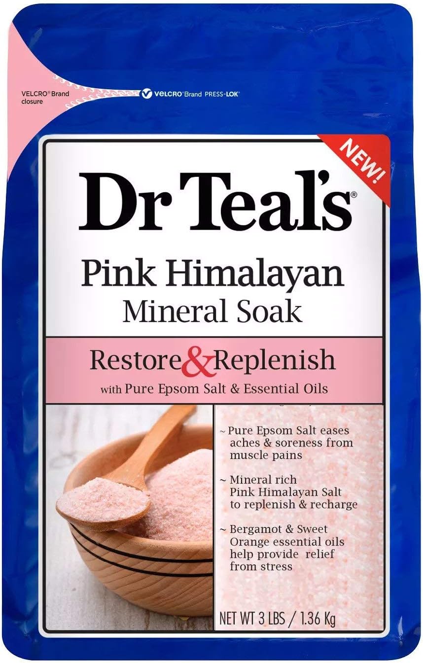 Dr. Teal's Pure Epsom Salt Soaking Solution Gift Set (2 Pack, 3lbs ea.) - Soothe & Sleep Lavender, Restore & Replenish with Pink Himalayan Salt - Essential Oils Relieve Stress & Promote Better Sleep