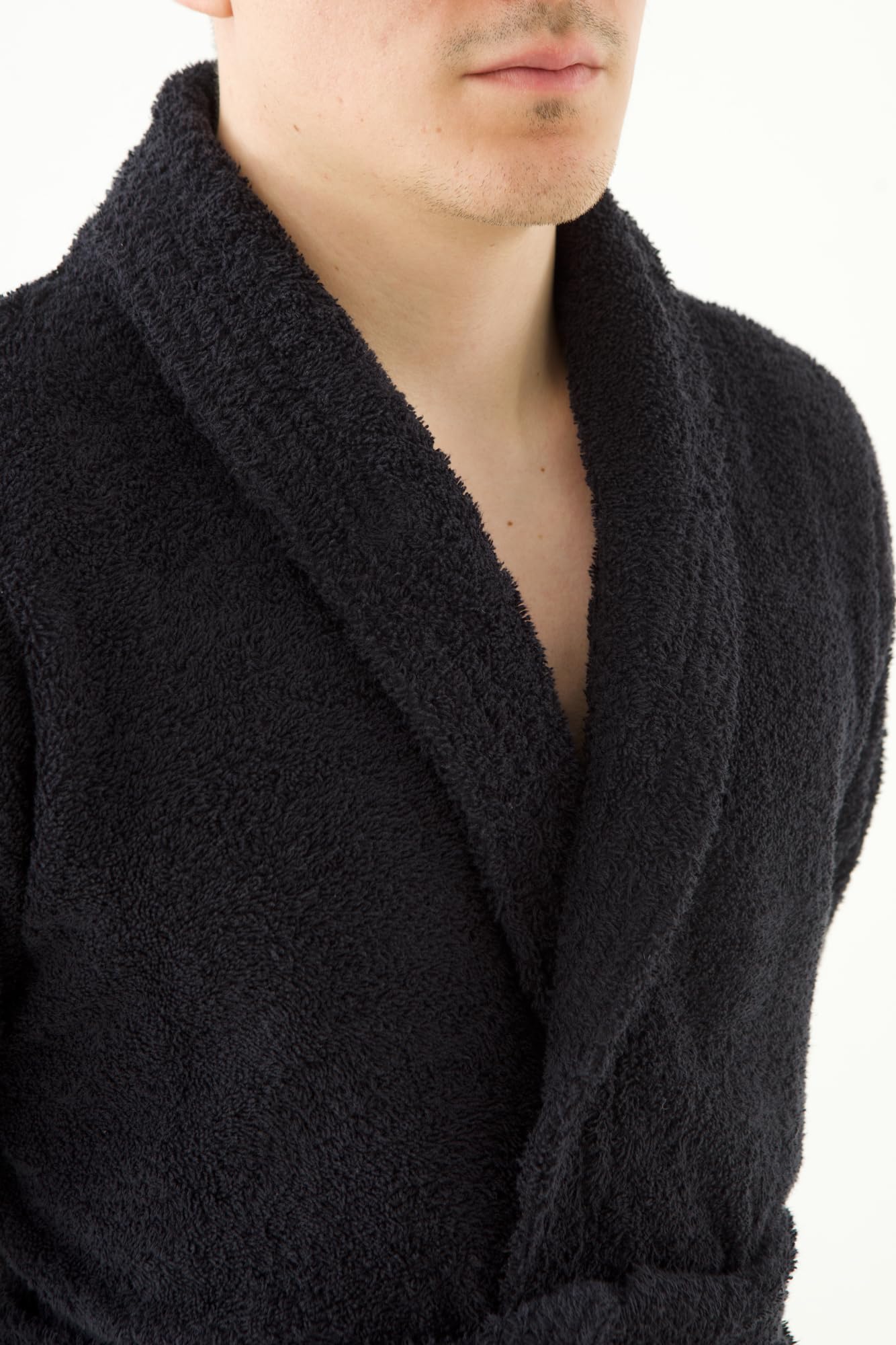 Top Towel - Elegancki - Szlafrok damski i męski 100% bawełna, 500 g/m² - Opcja z kapturem lub bez kaptura - Miękki i chłonny do prysznica, spa i basenu, Czarny (Black), XL