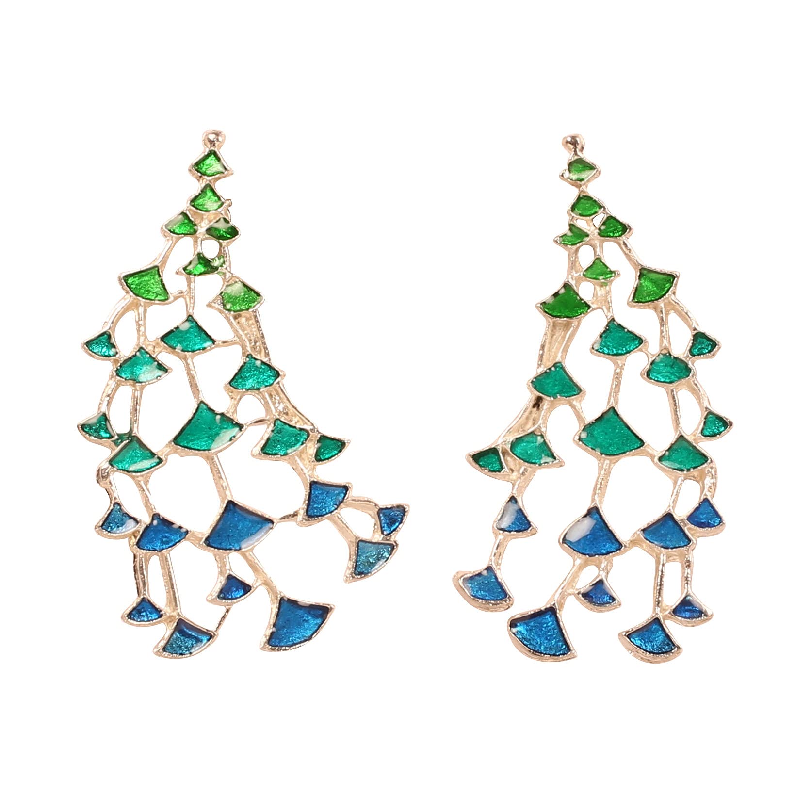 TouchstoneIndian Bollywood Fine Jewelry Inspired Cubic Zirconia CZs studded Designer Jewelry Long Chandelier Earrings In Gold And Silver Tone For Women.