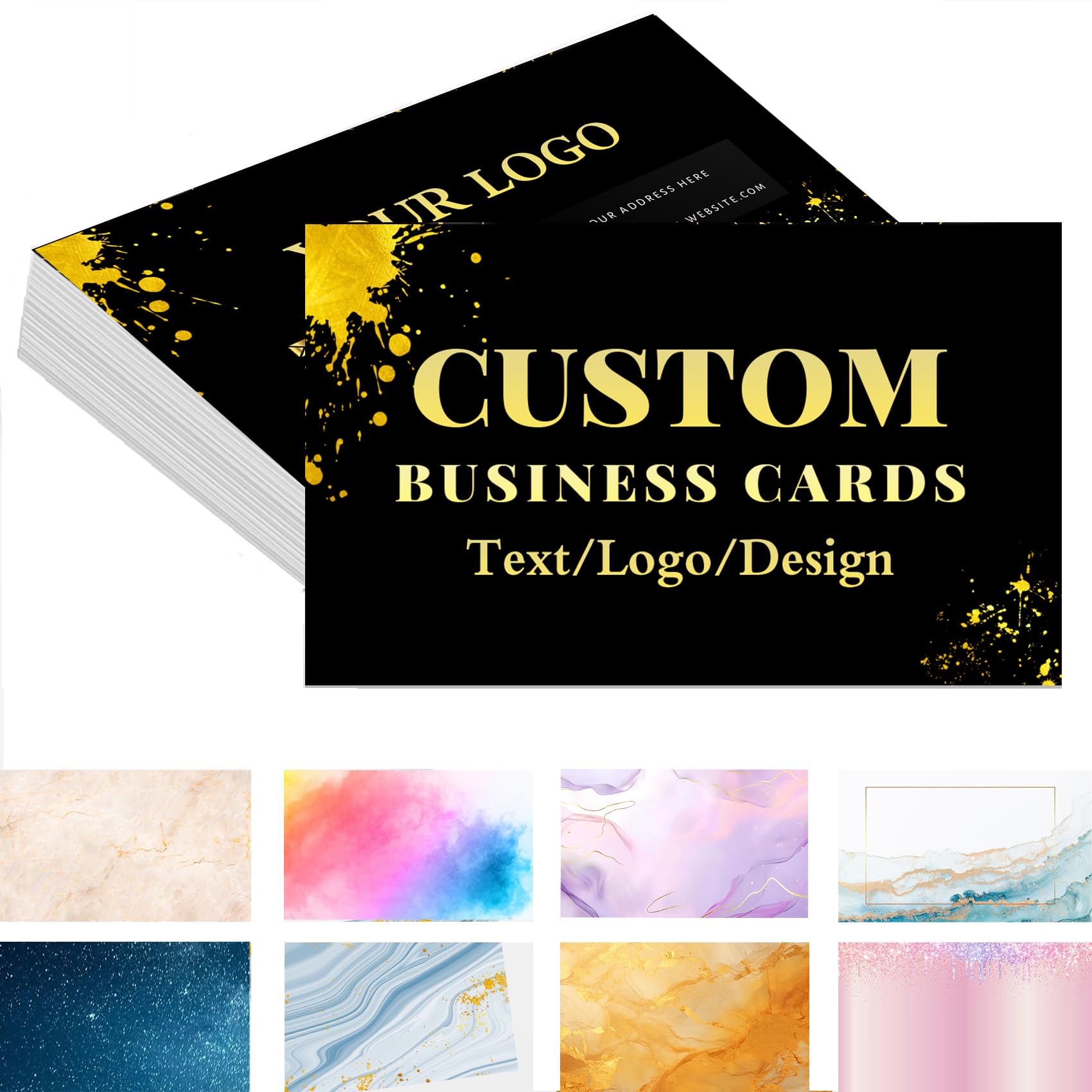 Custom Business Cards,300gsm Matte Paper Waterproof,Personalized Business Cards with Your Logo/Image/Text,Double Sided Printable Waterproof Custom Business Cards for Small Business.