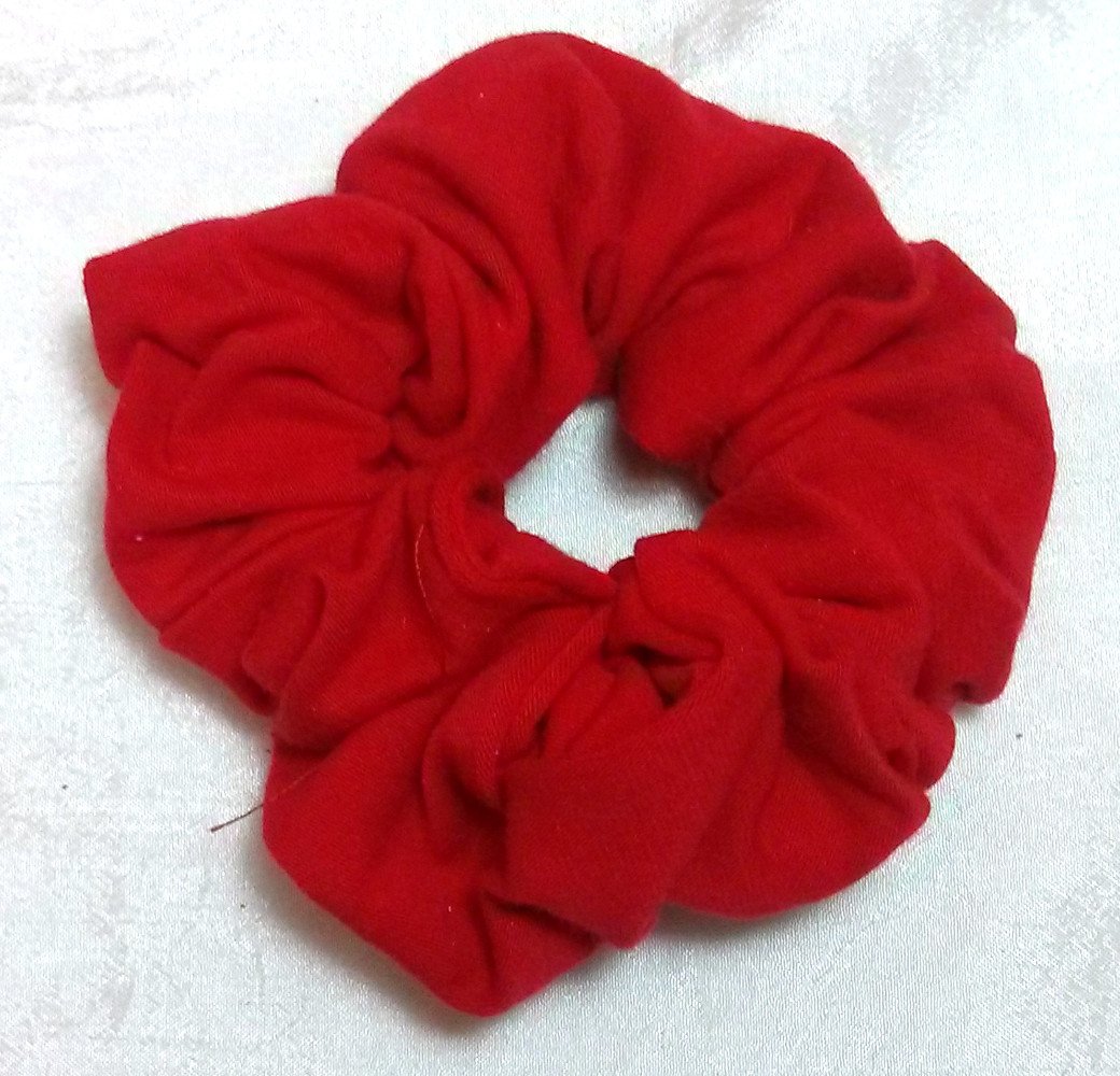 Red Jersey Hair Scrunchies ? Set of 3 Smalls - Made in the USA