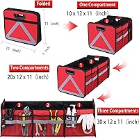 Vista 2 de Homeve Organizador plegable grande para maletero con múltiples bolsillos, organizador de almacenamiento de 3 compartimentos para automóvil, SUV