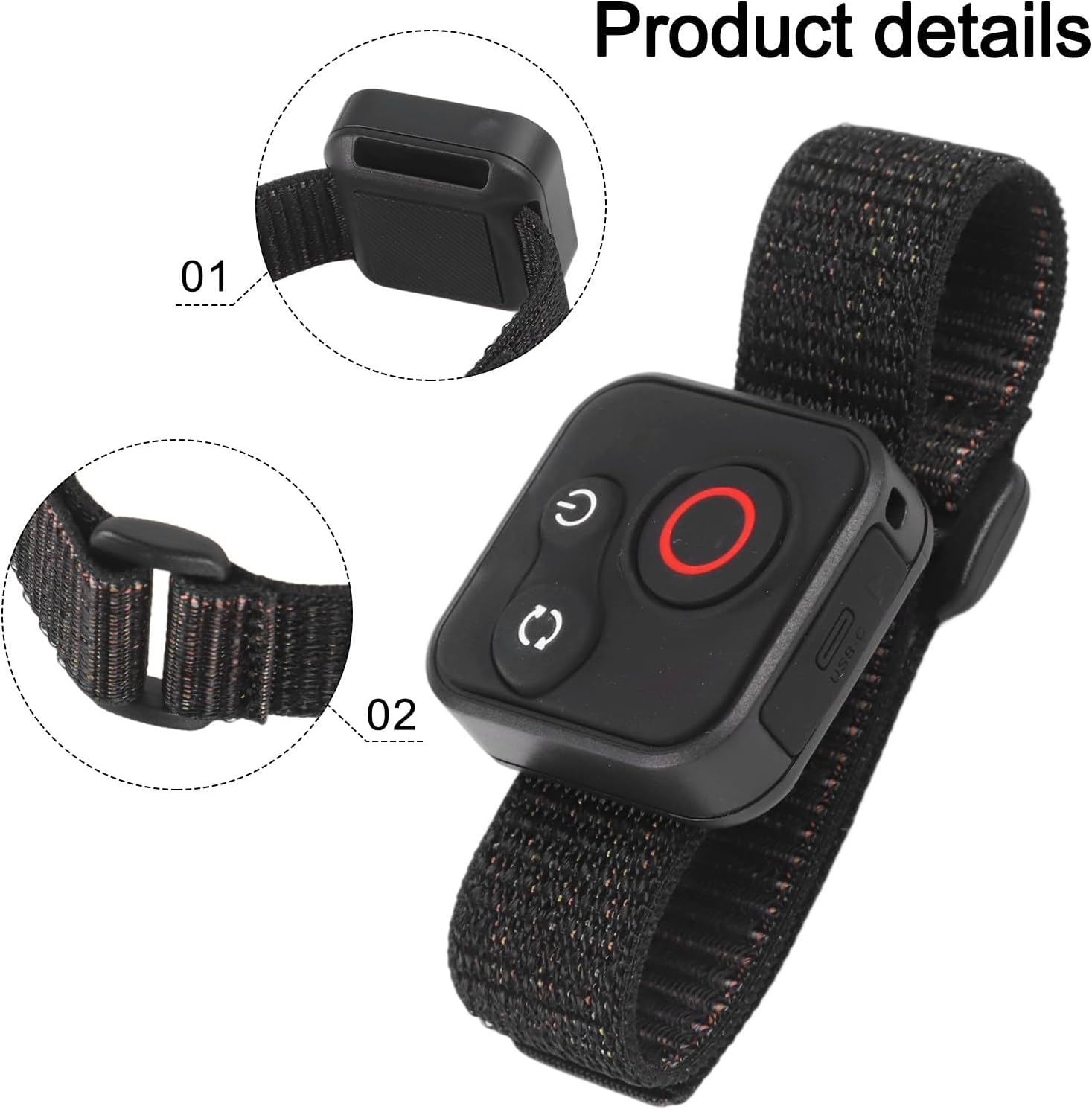Contents of the ZYWUOY Wireless Remote Control package, including the remote, two wrist straps, and a USB-C cable.
