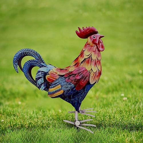 Miniatura 8 de MagicXflow Estaca de metal para jardín, arte de patio de pollo, decoración de estatua al aire libre, estacas de jardín de hierro, enchufe al suelo,