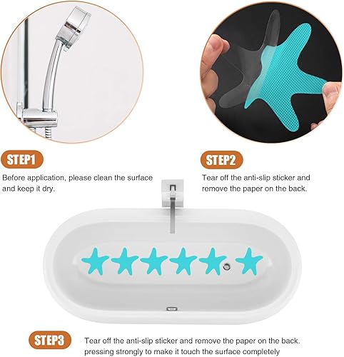 Miniatura 6 de Calcomanías antideslizantes para ducha, 24 calcomanías adhesivas de seguridad para tina con raspador de primera calidad para bañera, ducha,