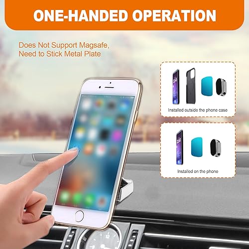 Miniatura 4 de Paquete de 2 soportes magnéticos plegables para teléfono, rotación de 360 grados, soporte universal para teléfono para tablero de instrumentos