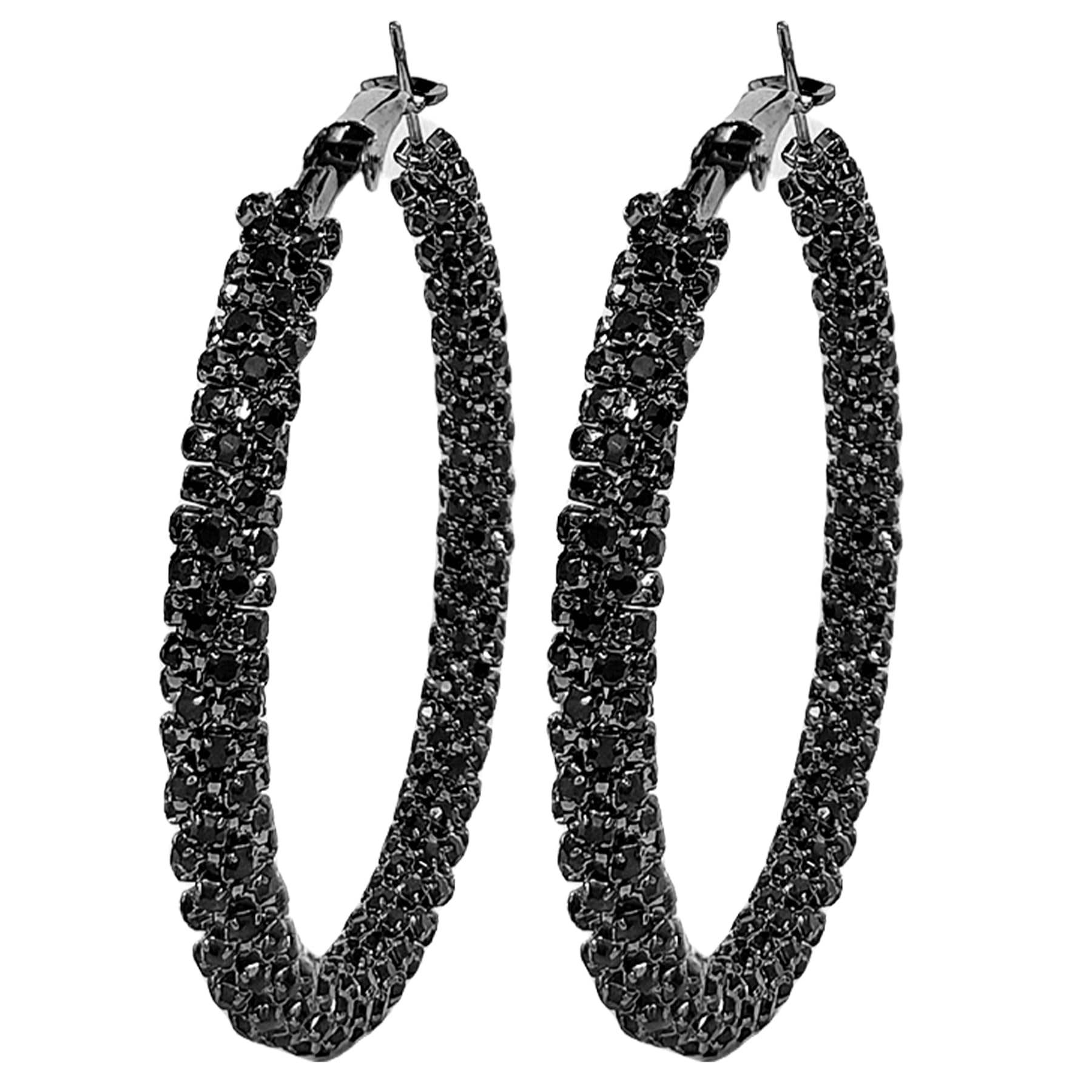 JINGDR Multcolors Cubic Zirconia Hoop Earrings For Women Statement Oval Rhinestone Hoop Earrings 14K Gold Plated Chunky Hoop Earrings Dainty