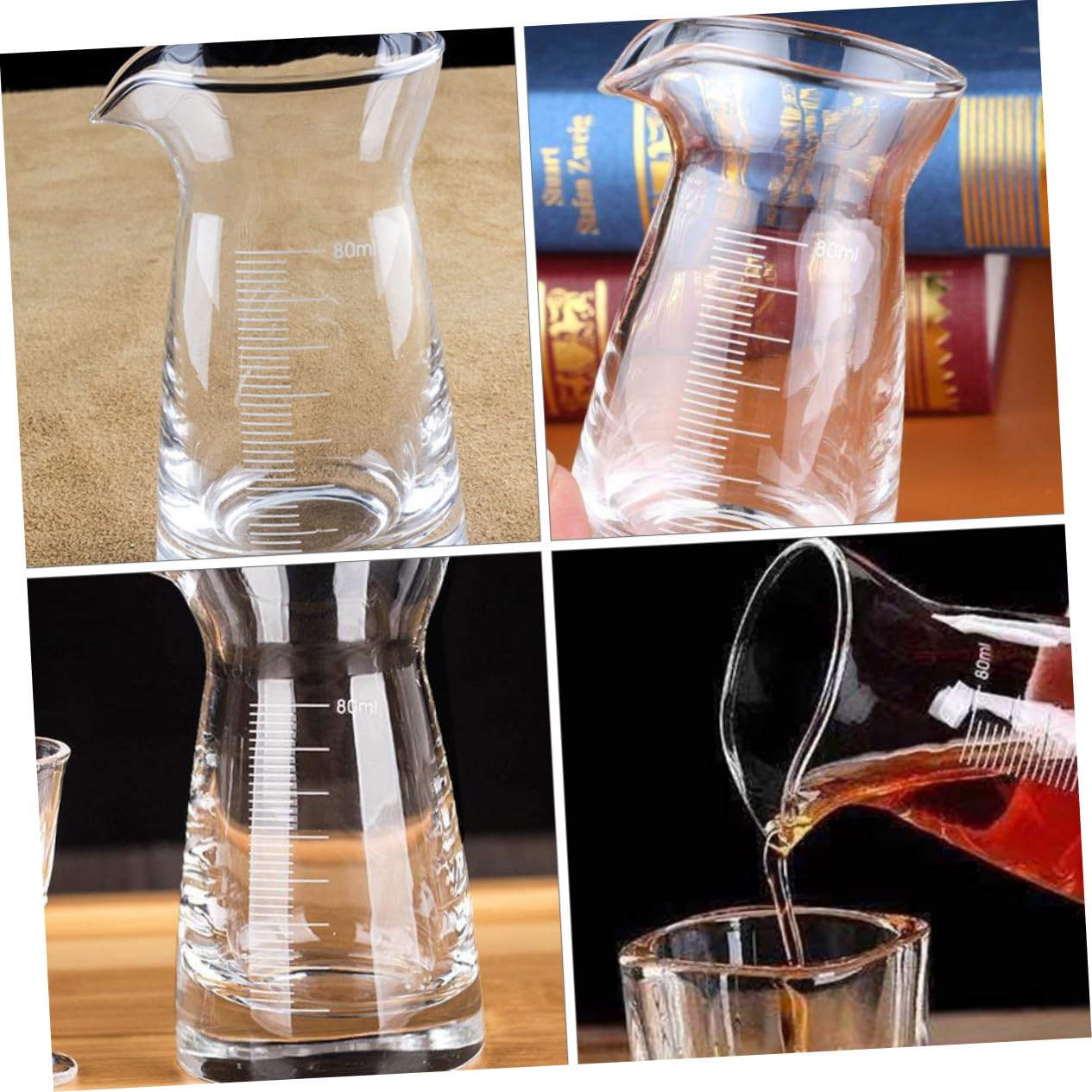 STOBAZA 6 Pezzi Bicchieri Misurini Liquidi Vetro Trasparente con Scala Graduata per Cocktail Whisky e Bevande Misurazione Precisa per Casa Bar Feste