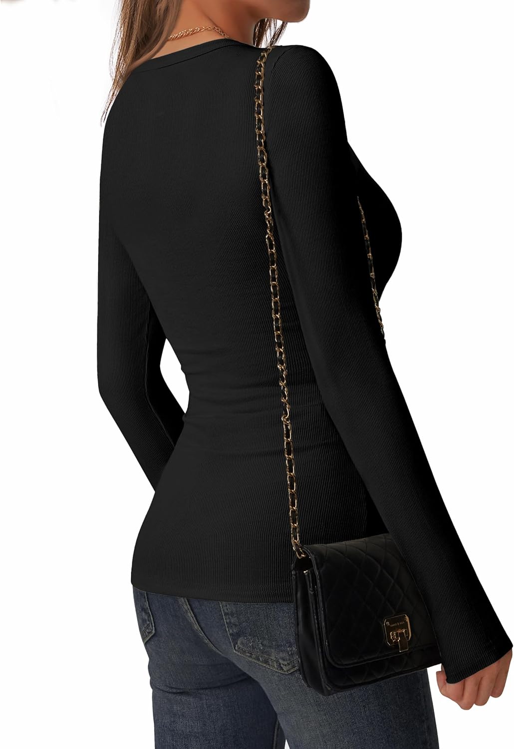 C.O.Z.Y Womens Long Sleeve Shirts Ribbed Crewneck Slim Fit Tops Casual Layering Basic Tee T-Shirt 2025 Fall Outfits - Image 3