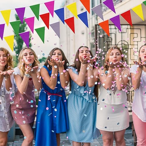 Miniatura 5 de Preboun Banderines de color para fiesta mexicana de 164 pies, guirnalda de banderines de banderines de banderines de triángulo mexicano en una