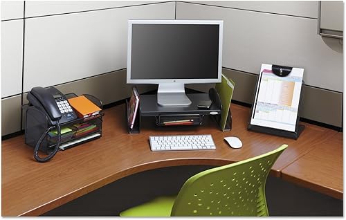 Miniatura 3 de Safco Productos Soporte de monitor de malla Onyx 2159BL, acabado de recubrimiento en polvo negro, construcción de malla de acero duradera