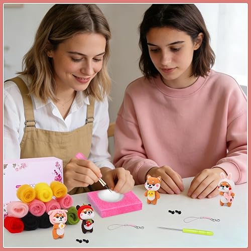 Miniatura 6 de UOOU Kit de fieltro de aguja para principiantes, kit de fieltro de lana con 6 agujas de fieltro de agujas coloridas e instrucciones, suministros